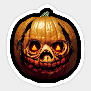 Scary Halloween Pumpkin Art Sticker